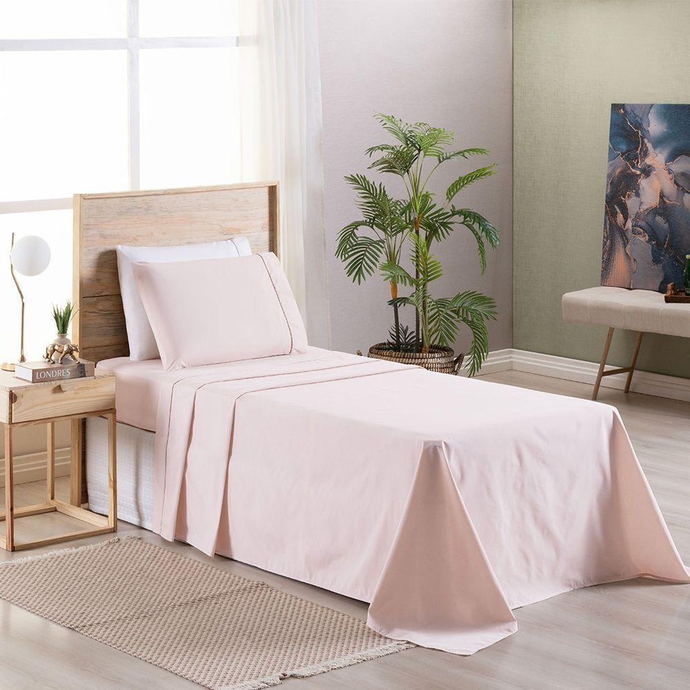 Jogo De Cama Premier Solteiro 03 Peças Hipercal 200 Fios 80% Algodão, 20% Poliéster - Rosa - 2