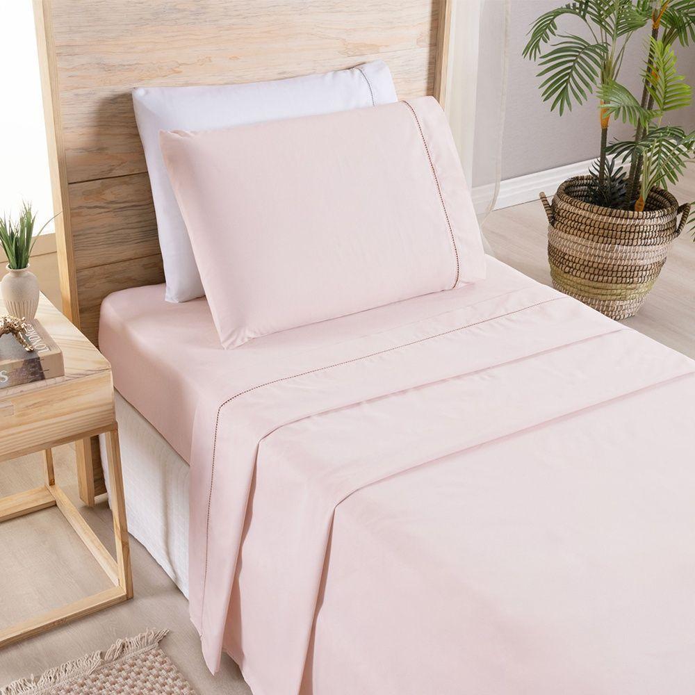 Jogo De Cama Premier Solteiro 03 Peças Hipercal 200 Fios 80% Algodão, 20% Poliéster - Rosa - 4