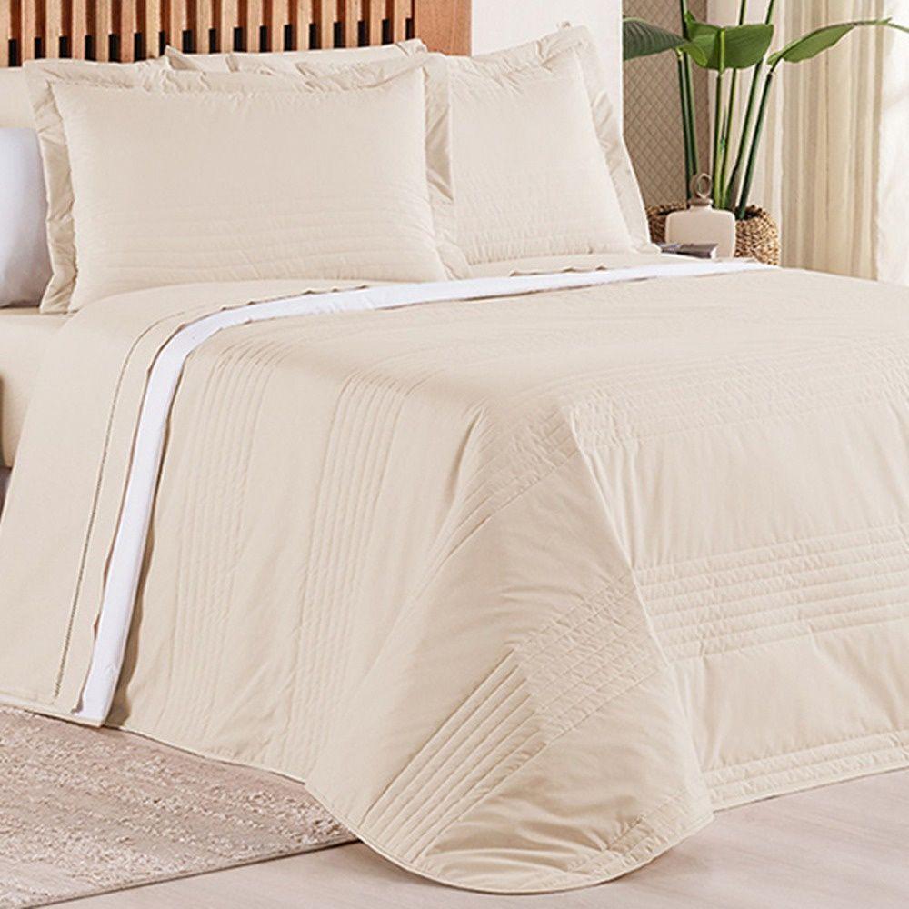 Kit Cobre Leito + Jogo De Cama Premier King 7 Peças Hipercal 200 Fios 80% Algodão, 20% Poliéster - Bege - 3