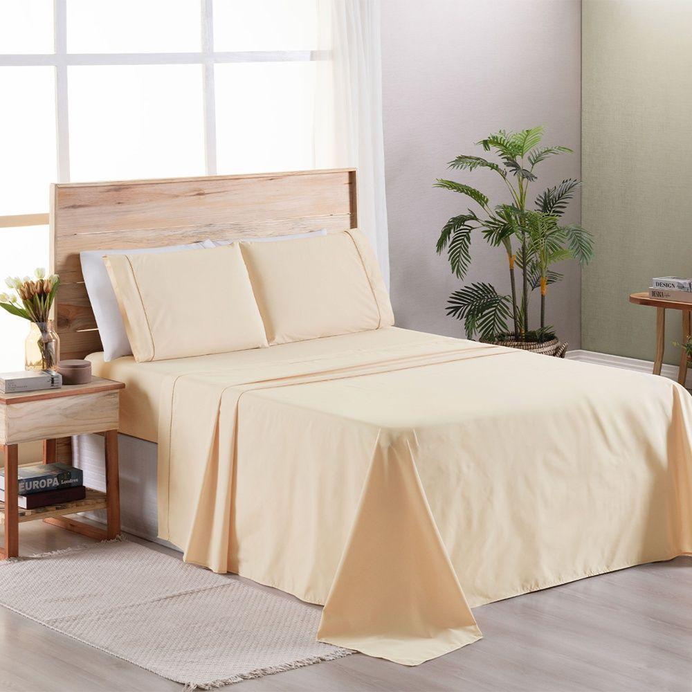 Kit Cobre Leito + Jogo De Cama Premier King 7 Peças Hipercal 200 Fios 80% Algodão, 20% Poliéster - Bege - 6