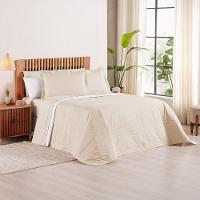 Kit Cobre Leito + Jogo De Cama Premier King 7 Peças Hipercal 200 Fios 80% Algodão, 20% Poliéster - Bege