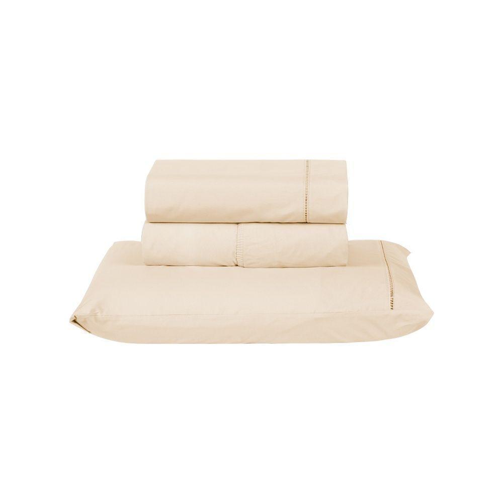 Jogo De Cama Premier Solteiro 03 Peças Hipercal 200 Fios 80% Algodão, 20% Poliéster - Bege - 1