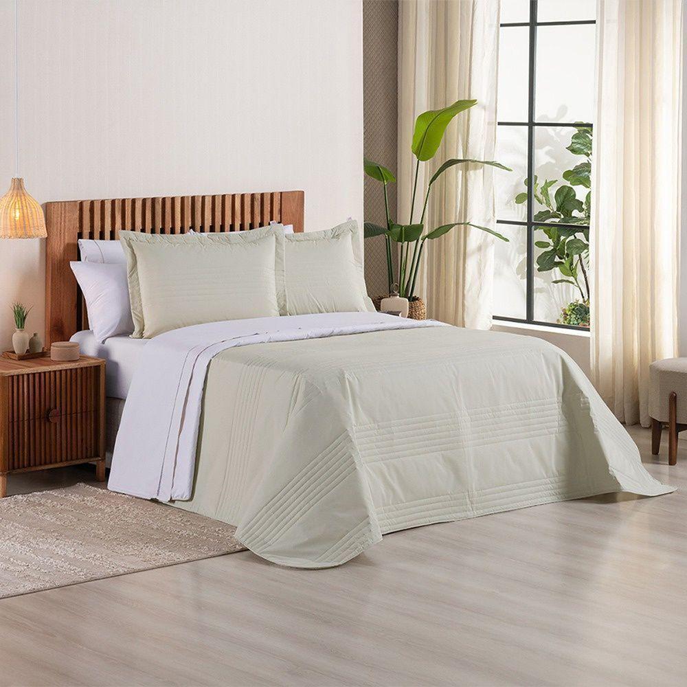 Kit Cobre Leito + Jogo De Cama Premier Queen 7 Peças Hipercal 200 Fios 80% Algodão, 20% Poliéster - Caqui - 5