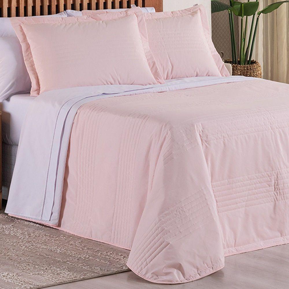 Kit Cobre Leito + Jogo De Cama Premier Queen 7 Peças Hipercal 200 Fios 80% Algodão, 20% Poliéster - Rosa - 3