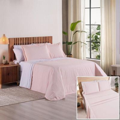 Kit Cobre Leito + Jogo De Cama Premier Queen 7 Peças Hipercal 200 Fios 80% Algodão, 20% Poliéster - Rosa