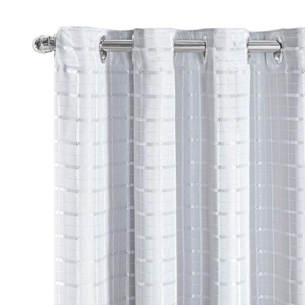 Cortina Tecido Blecaute Com Voil Xadrez 4,00m X 2,70m 100% Poliéster - Branco - 3