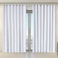 Cortina Tecido Blecaute Com Voil Xadrez 4,00m X 2,70m 100% Poliéster - Branco - 2