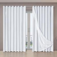 Cortina Tecido Blecaute Com Voil Gaze De Linho 4,00m X 2,70m 100% Poliéster - Branco - 1