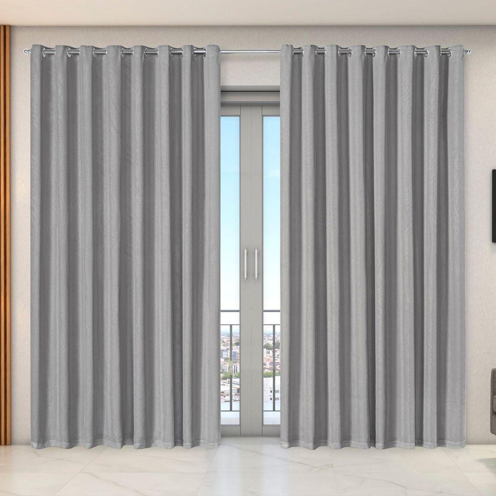 Cortina Dual Microfibra Voil Gaze Belga 5,60m X 2,70m 100% Poliéster - Cinza - 2