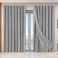 Cortina Dual Microfibra Voil Gaze Belga 5,60m X 2,70m 100% Poliéster - Cinza - 1