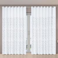 Cortina Dual Microfibra Voil Gaze Bordado 4,00m X 2,70m 100% Poliéster - Leaves Branco - 7