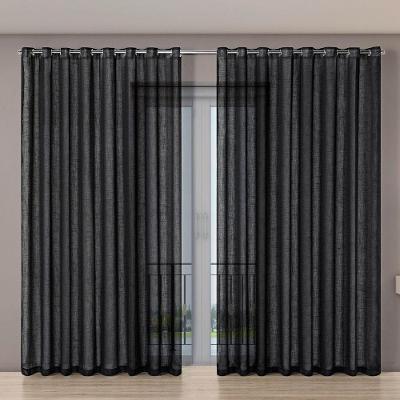 Cortina Voil Gaze De Linho 5,60m X 2,70m 100% Poliéster - Preto