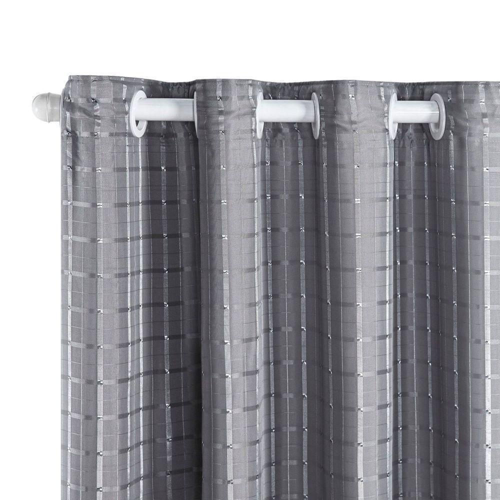 Cortina Dual Forro Microfibra C/ Voil Xadrez 4,00m X 2,70m 100% Poliéster - Cinza - 3