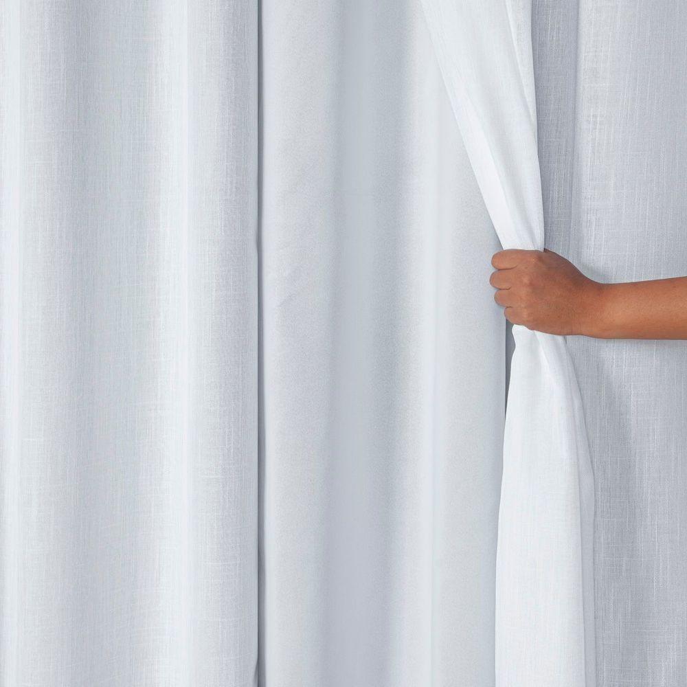 Cortina Tecido Blecaute Com Voil Gaze De Linho 5,60m X 2,70m 100% Poliéster - Branco - 4