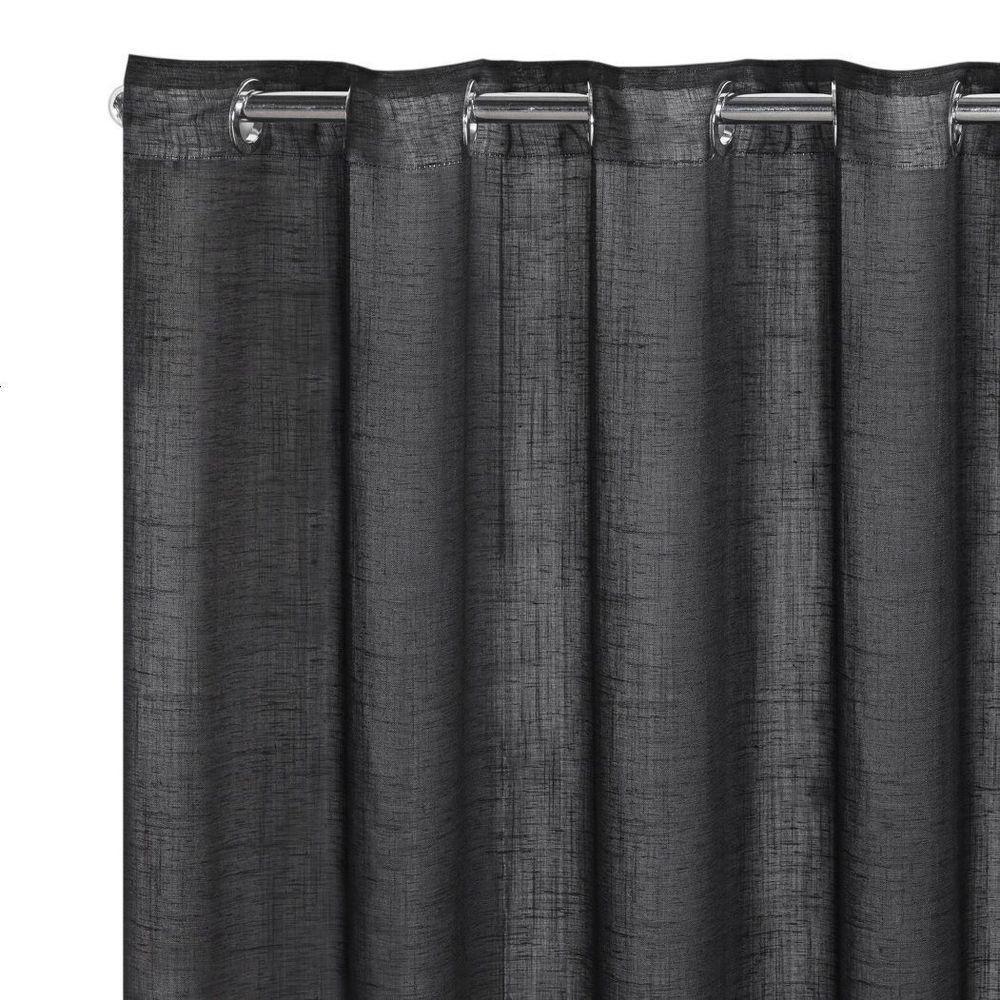 Cortina Voil Gaze De Linho 4,00m X 2,70m 100% Poliéster - Preto - 2