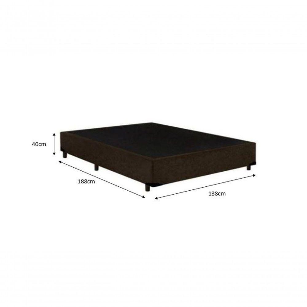 Cama Box Casal - Tecido Sintético Marrom Com Colchão Extra Firme D28 - Suporta 80kg - 2