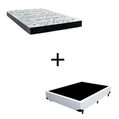 Cama Box Casal - Tecido Sintético Branco Com Colchão Extra Firme D28 - Suporta 80kg