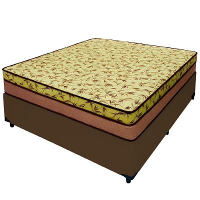 Cama Box Casal 138 Tecido Sintético Marrom Com Colchão Espuma D33 Tokio Bege - Bello Box - 65x138x188cm