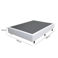 Cama Box Casal 138 Tecido Sintético Branco Com Colchão Espuma D33 Tokio Bege - Bello Box - 65x138x188 - 2