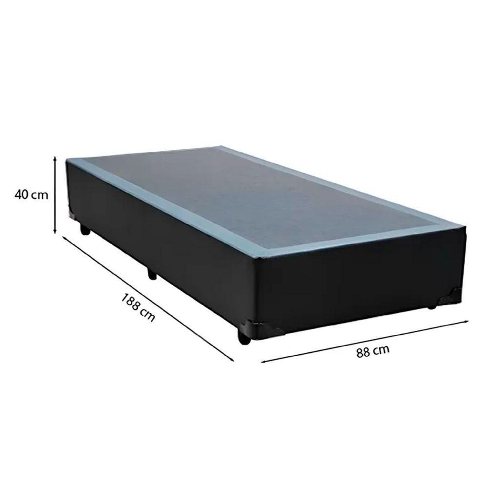 Cama Box Solteiro 88 Tecido Sintético Preto Com Colchão De Espuma D33 Tokio Bege - 2