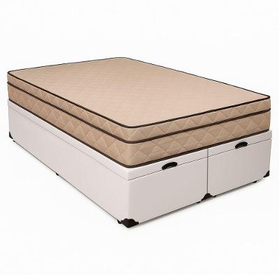 Cama Baú King 193 Tecido Sintético Branco Com Colchão Polônia Bello Box - D28 66x193x203