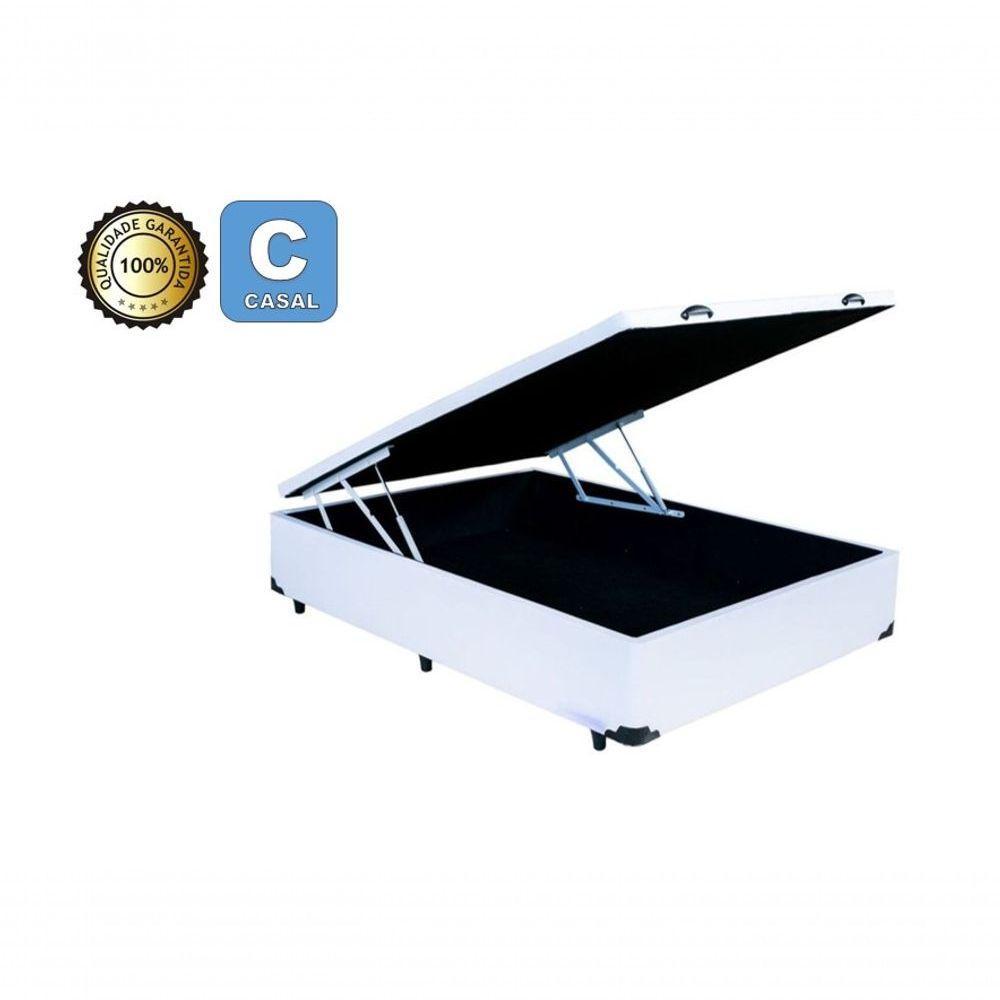 Cama Box Baú Casal 138 Bello Box - Tecido Sintético Branco - 1