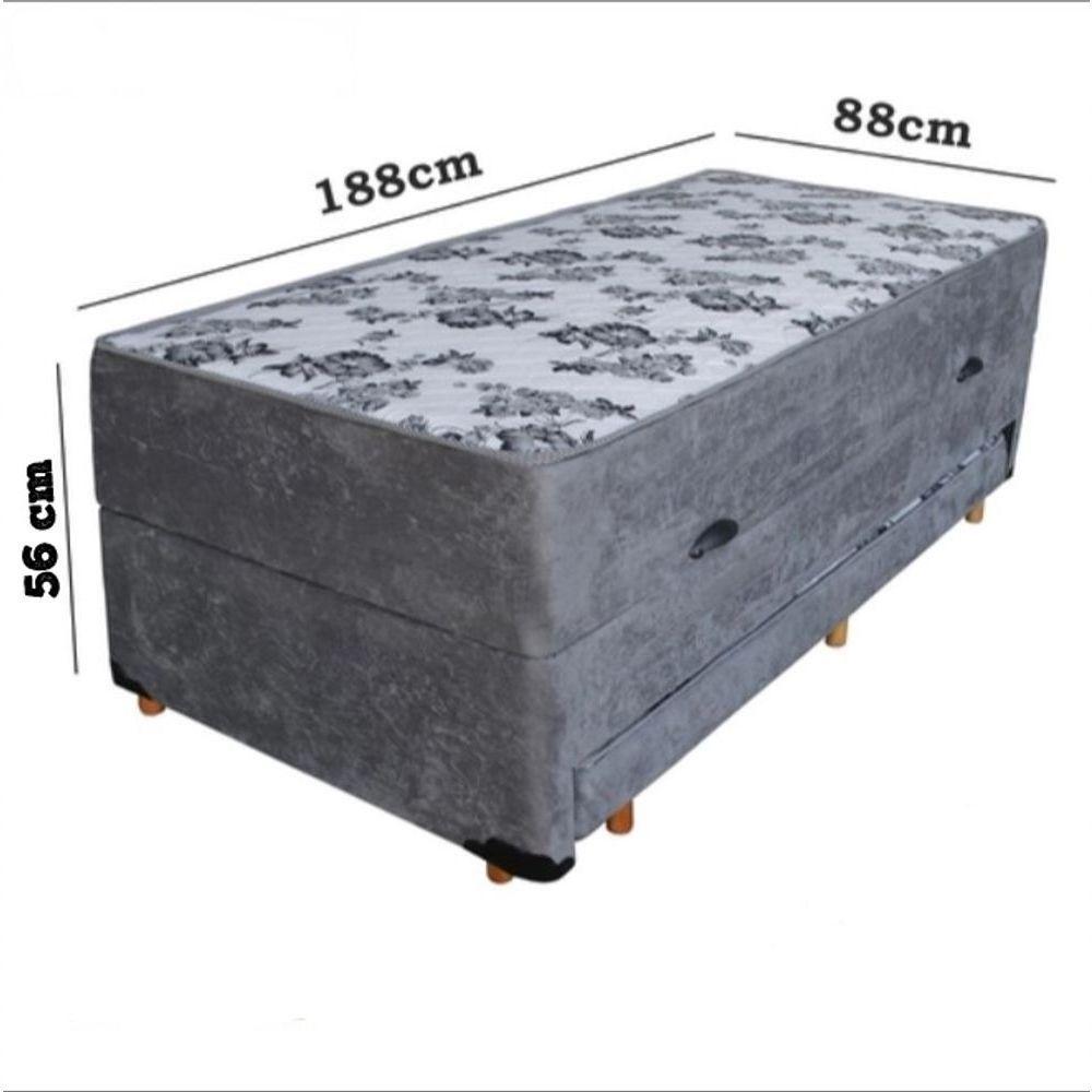 Cama Box Baú Solteiro Conjugado De Mola Com Cama Auxiliar Bicama 3 Em 1 Suede Cinza - 3