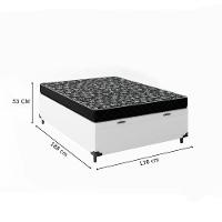 Cama Box Baú Casal 138 Sintético Branco Com Colchão De Espuma D20 - Tampo Preto 12cm - 3