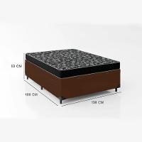 Cama Box Baú Casal 138 Sintético Marrom Com Colchão De Espuma D20 - Tampo Preto 12cm - 3