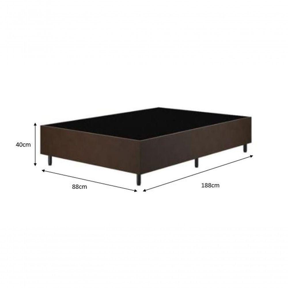 Cama Box Solteiro - Tecido Sintético Marrom Com Colchão Extra Firme D28 - Suporta 80kg - 2