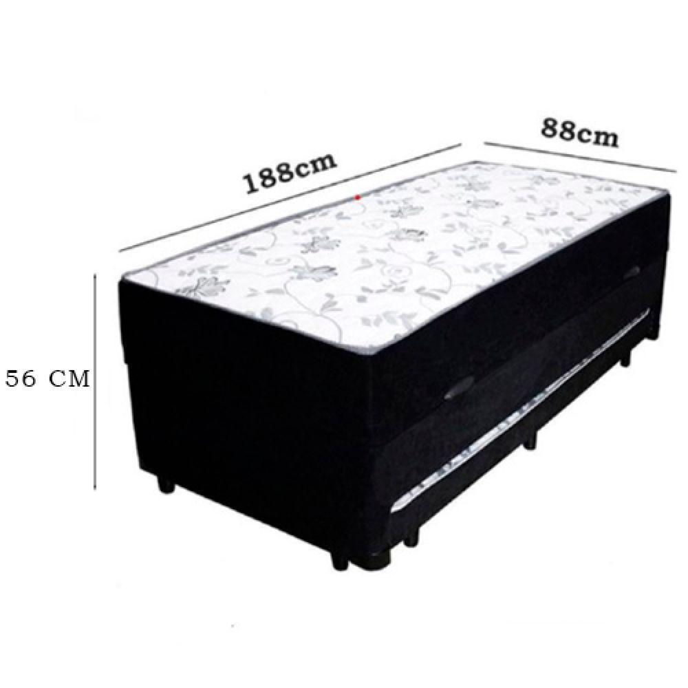 Cama Box Baú Solteiro Conjugado De Mola Com Cama Auxiliar Bicama 3 Em 1 Suede Preto - 2