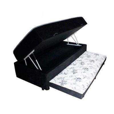 Cama Box Baú Solteiro Conjugado De Mola Com Cama Auxiliar Bicama 3 Em 1 Suede Preto
