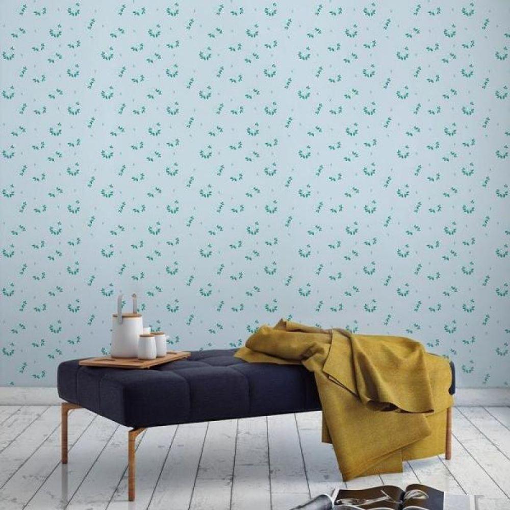 Papel De Parede Flor Azul - 2