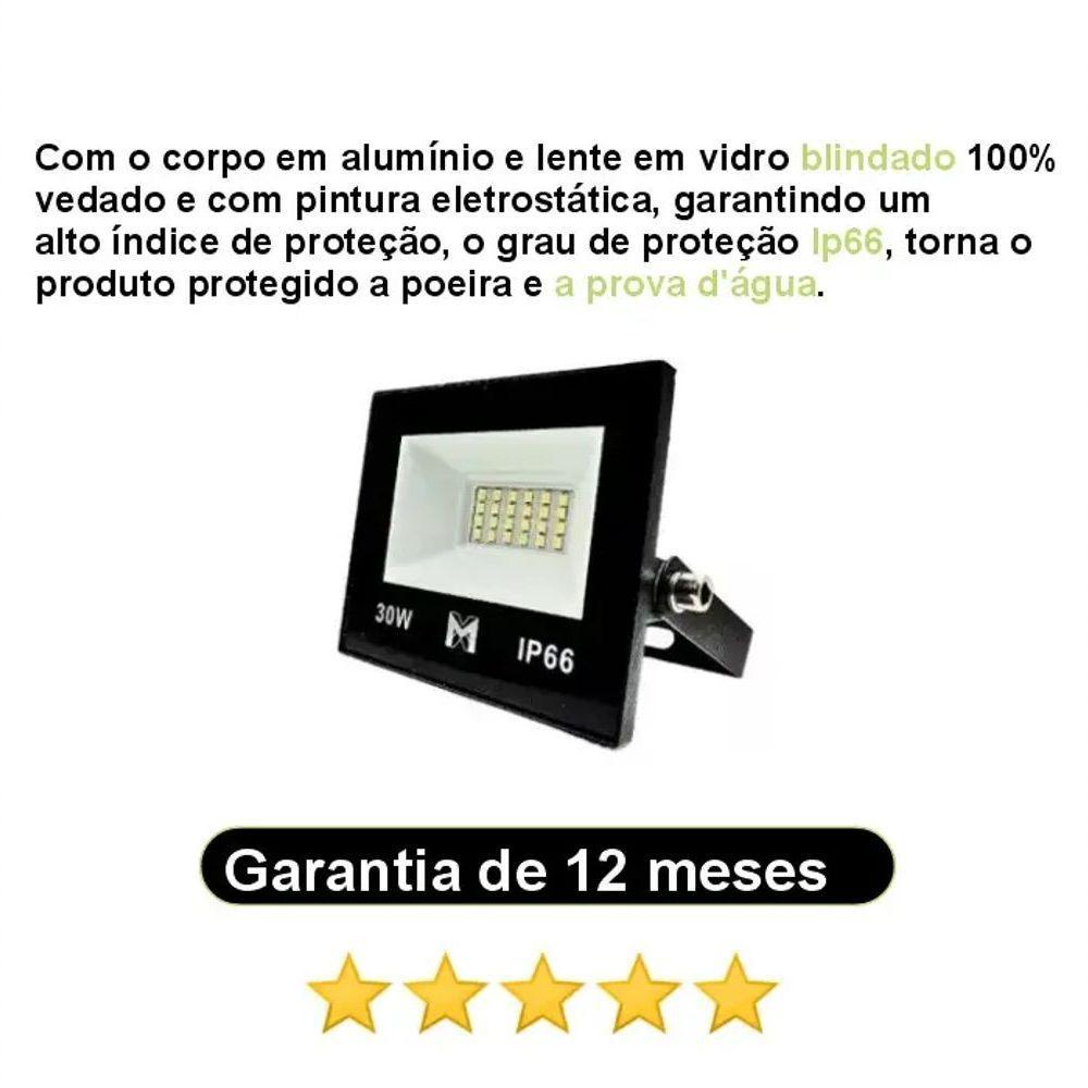 Kit 10 Refletor Led 30w Smd Bivolt 6500k Fachada Pavilhão Ip66 Mx-0316 - 5