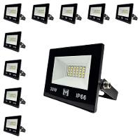 Kit 10 Refletor Led 30w Smd Bivolt 6500k Fachada Pavilhão Ip66 Mx-0316 - 1