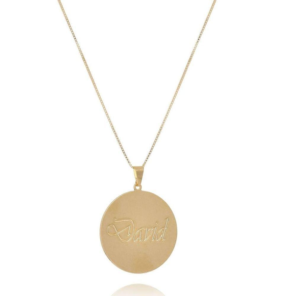 Colar Personalizado Circular Chapado Com Nome Folheado Em Ouro 18k - 1
