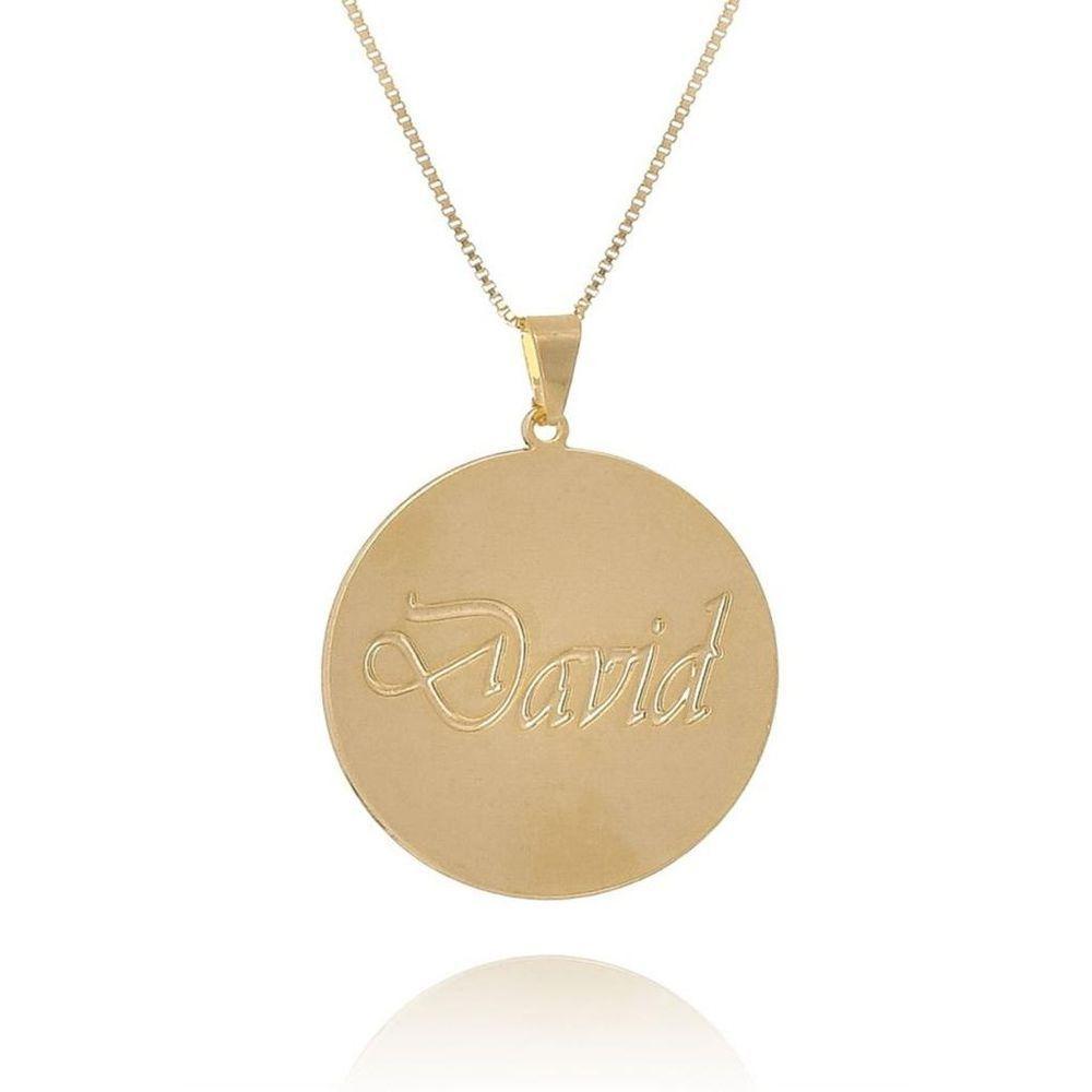 Colar Personalizado Circular Chapado Com Nome Folheado Em Ouro 18k - 2
