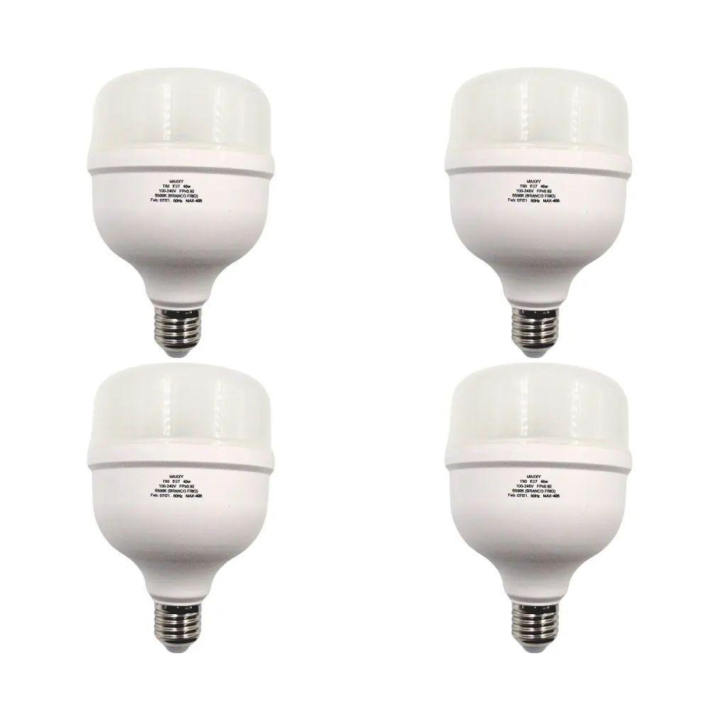 Kit Com 4 Lâmpadas Led Bulbo 40w 6500k Max-0406 - 1