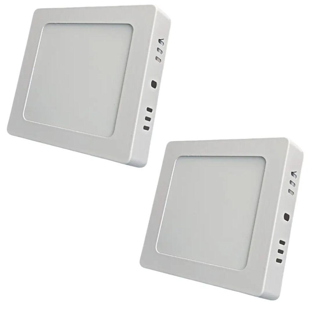 Kit Com 2 Painéis Plafon Led Sobrepor Quadrado 6w 6500k Max-0371 - 1