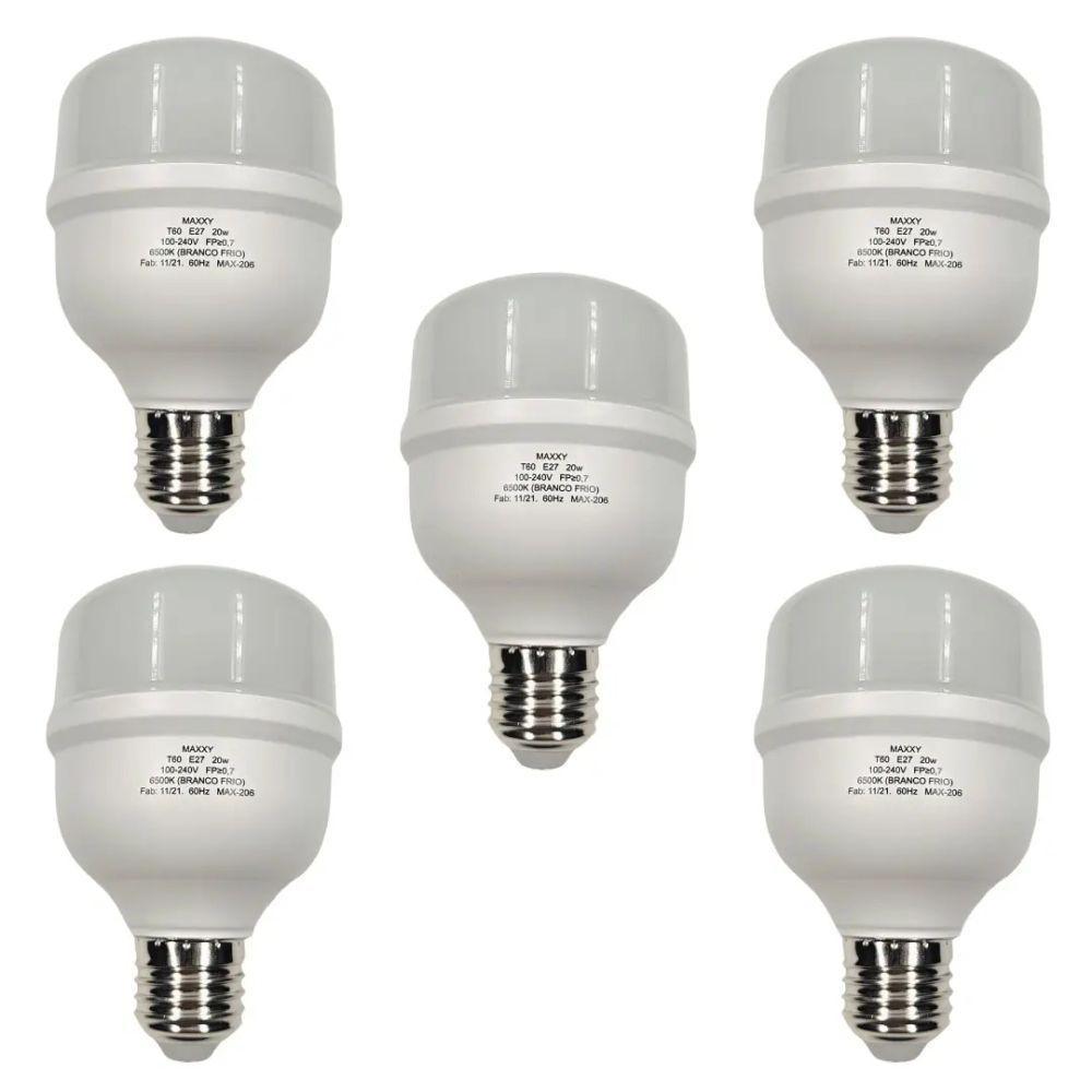 Kit Com 5 Lâmpada Led Bulbo 20w 6500k Max-0206 - 1