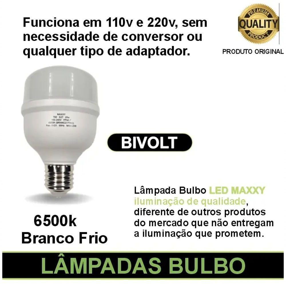 Kit Com 5 Lâmpada Led Bulbo 20w 6500k Max-0206 - 3