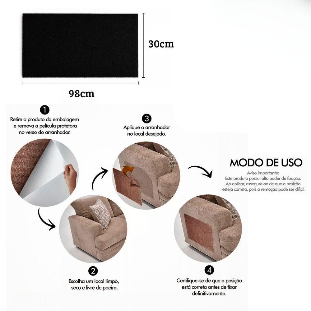 Arranhador De Gato Com Adesivo 30 X 98 Cm Preto Geração Vet - 7