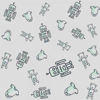Papel De Parede Infantil Robô Ursinho Baby