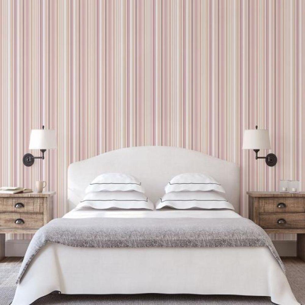 Papel De Parede Listrados Rosa Pastel - 2