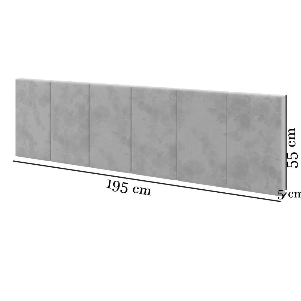 Cabeceira King Laura 1.95 Almofadada Sued Preto - 5