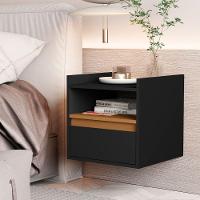 Mesa Cabeceira Suspensa Minerva Preto Nature - 1