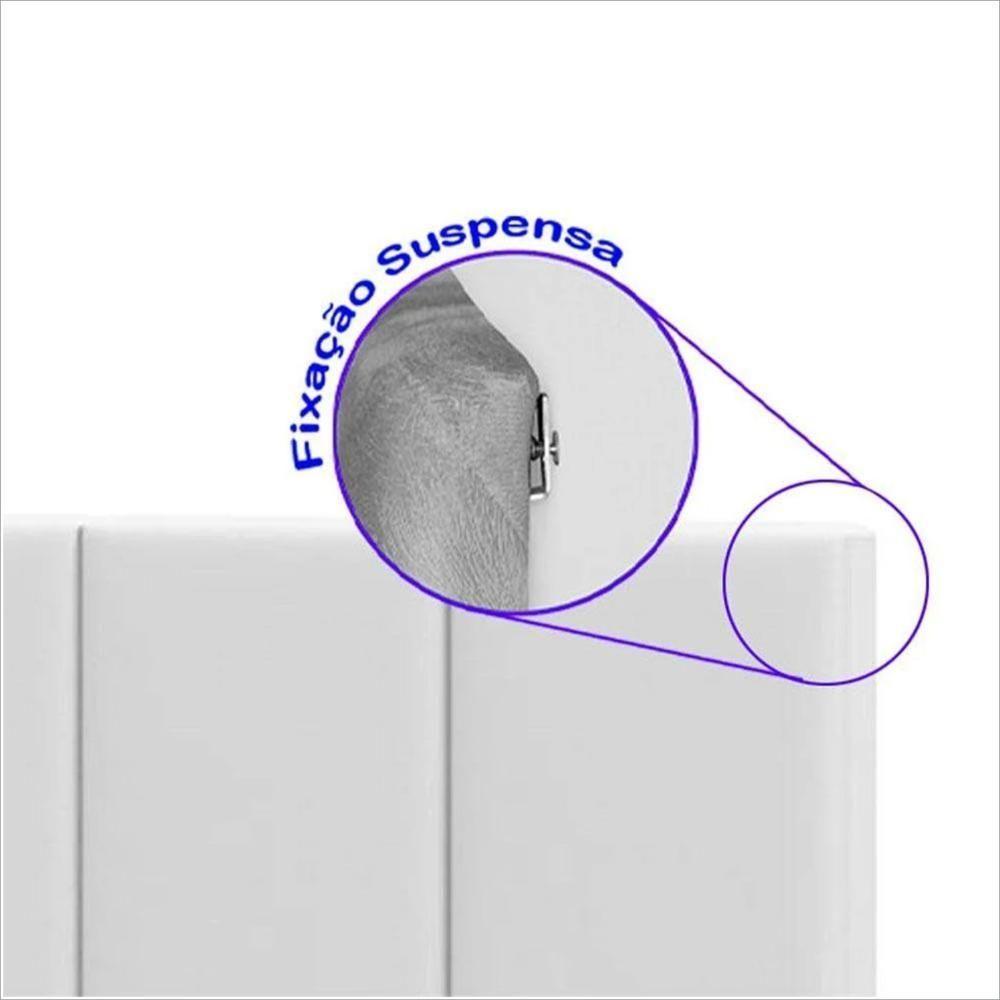 Cabeceira King Laura 1.95 Almofadada Sued Cinza - 4