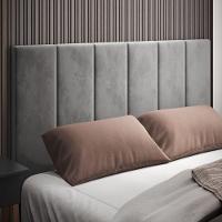 Cabeceira King Laura 1.95 Almofadada Sued Cinza - 2