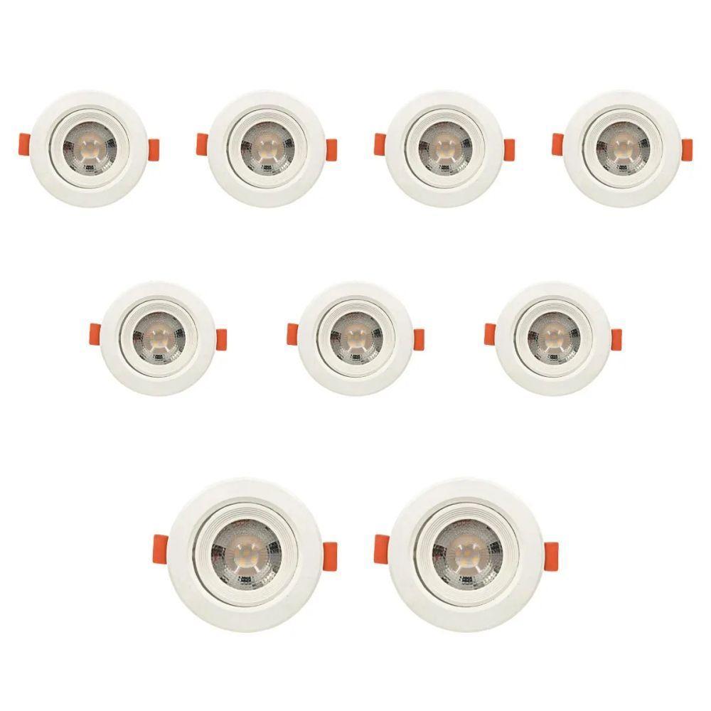 Kit 9 Spot Maxxy Redondo 7w Quente 3000k Max-0447 - 1