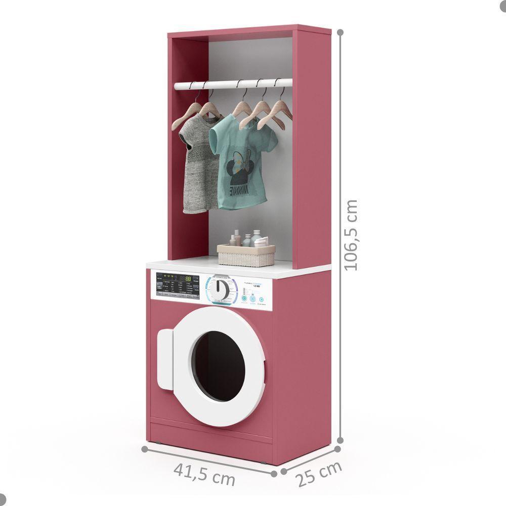 Lavanderia Infantil Diana Com Cabideiro Mdf Branco Rosa - 2